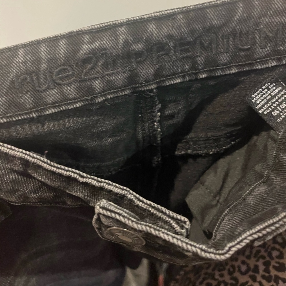 Rue21 Black Distressed Straight Jeans with Plaid & Leopard Patches - Picture 5 of 5